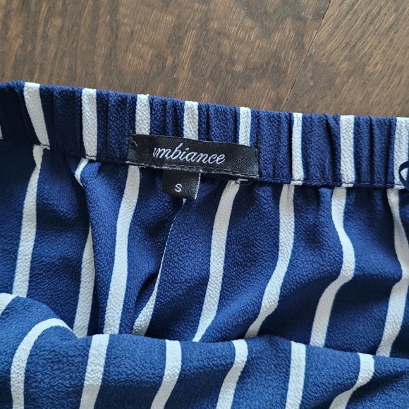 Small Striped Capri Off the Shoulder Jumpsuit - Picture 2 of 2